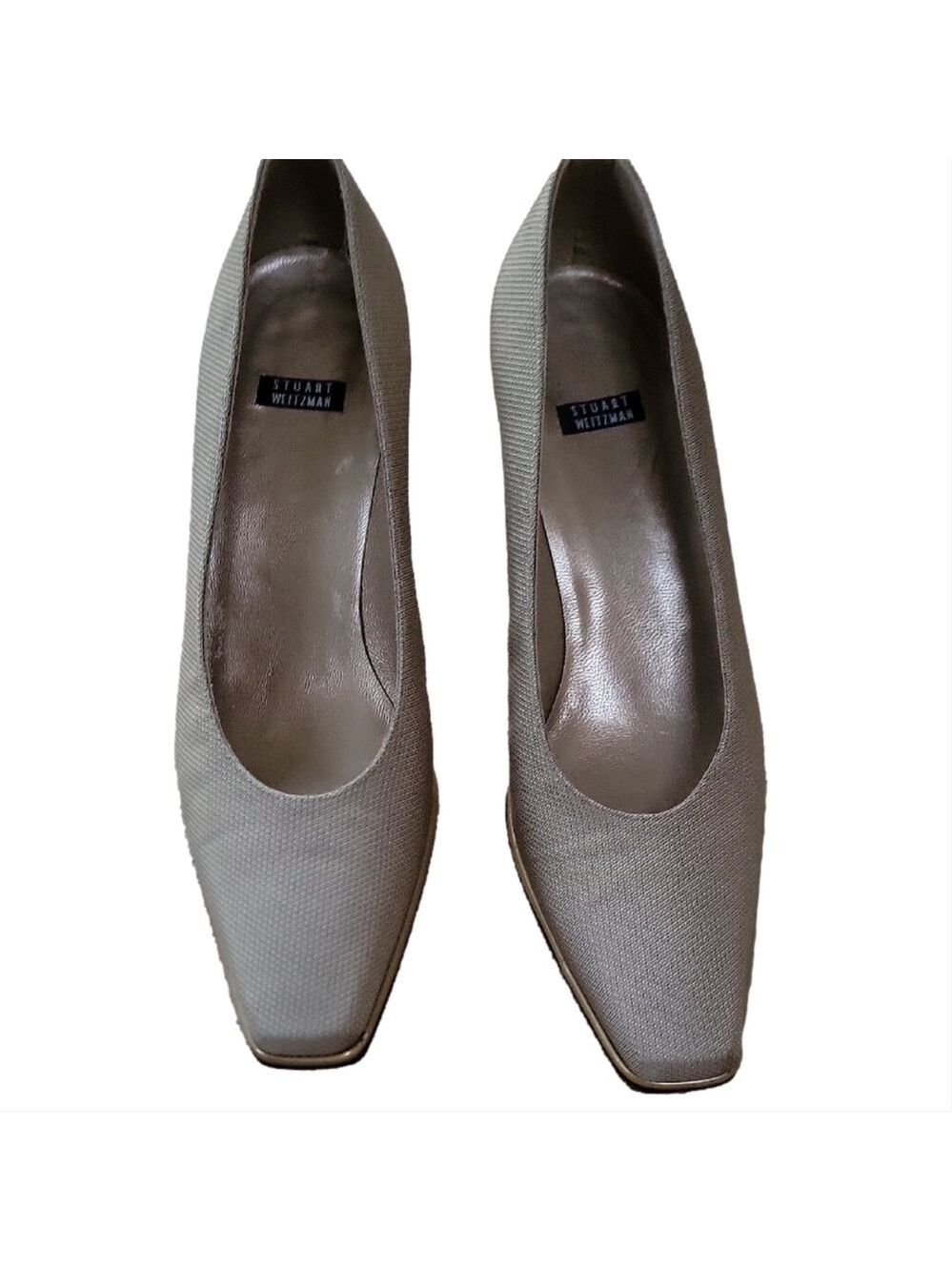 Stuart Weitzman Women's Taupe with Gold Heels Size 9B EUC